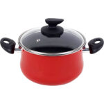 MAGEFESA PRAGA OLLA 30 CON TAPA VIDRIO, ACERO ESMALTADO VITRIFICADO GRANATE