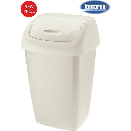 PAPELERA C/TAPA BASCULANTE 50L AURORA CREMA