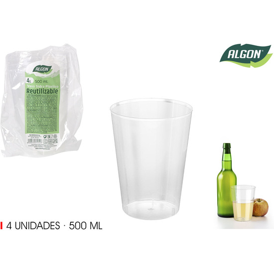 SET-4 VASO SIDRA PP 500ML ALGON