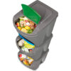 JUEGO DE 3 CUBOS DE RECICLAJE -75 LITROS DE COMPARTIMENTO- GRIS - Imagen 2