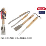 SET 3 ACCESORIOS BBQ MANGO MADERA ALGON