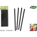 SET-20 PAJITAS CARTON NEGRA 197X8MM ALGON