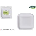SET-10PLATO CUAD.CART NATURAL 23CM ALGON