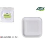 SET-25PLATO CUAD.CART NATURAL 23CM ALGON
