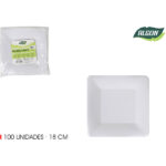SET-100 PLATO CARTON CUAD. L/SOJA 18CM ALGON
