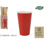 SET-7 VASO CARTON ROJO 450CC ALGON