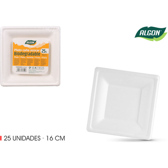 SET-25 PLATO BIO. CUAD. 16CM CAÑA ALGON