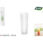 SET-6 VASO TUBO PP 330ML ALGON