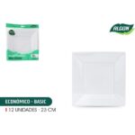 SET-12 PLATO CUAD. PLAST. ECO. 23CM ALGON