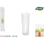 SET-10 VASO TUBO PP 330ML ALGON