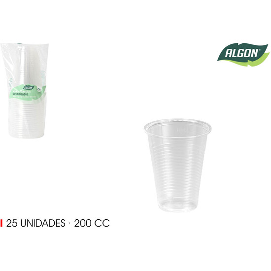 SET-25 VASO TRANSPARENTE 200CC ALGON