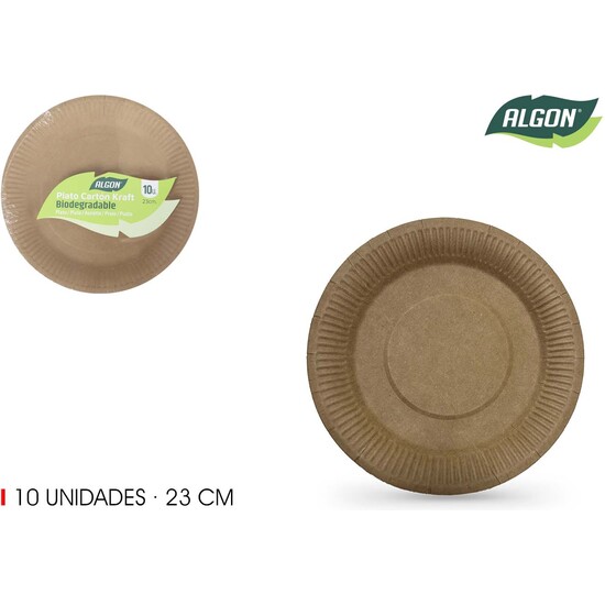 SET-10 PLATO CARTON KRAFT 23CM ALGON