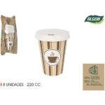 SET-8 VASO CARTON CAFE C/TAPA 220CC ALGON