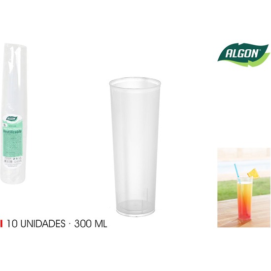 SET-10 VASO TUBO PP 300ML ALGON