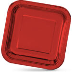 SET-10 PLATO CARTON ROJO CUAD. 23CM ALGON