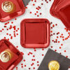SET-3 PLATO CARTON ROJO CUAD. 26CM ALGON - Imagen 4