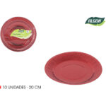 SET-10 PLATO CARTON ROJO  RED. 20CM ALGON