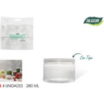 SET-4 TARRO PET TAPA PLAST. 280ML ALGON